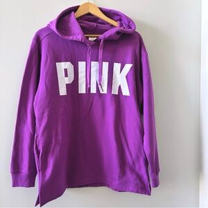 NEW PINK Victoria's Secret Spell Out Hoodie Purple White Oversized Medium